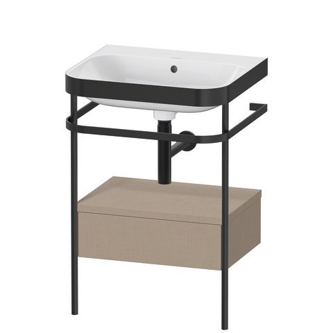 Duravit Happy D.2 Plus c-bonded Set mit Metallkonsole und Schubkasten Leinen Matt 575x490x850 mm - H