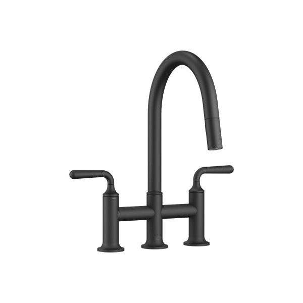 Dornbracht Dreiloch-Brückenbatterie Pull-down mit Brausefunktion VAIA 19870809 Schwarz matt