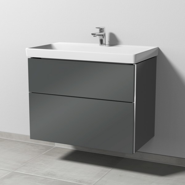 Sanipa 3way Waschtischunterbau zu Villeroy & Boch Avento Waschtisch mit 2 Auszügen, Anthrazit-Glanz