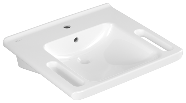 Villeroy & Boch Waschbecken ViCare 600x550mm Rechteck, 1 Hahnloch mit Überlauf Weiss Alpin