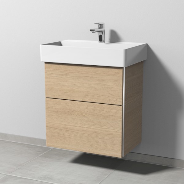 Sanipa 3way Waschtischunterbau zu Duravit Dura Square Waschtisch mit 2 Auszügen, Eiche-Nordic