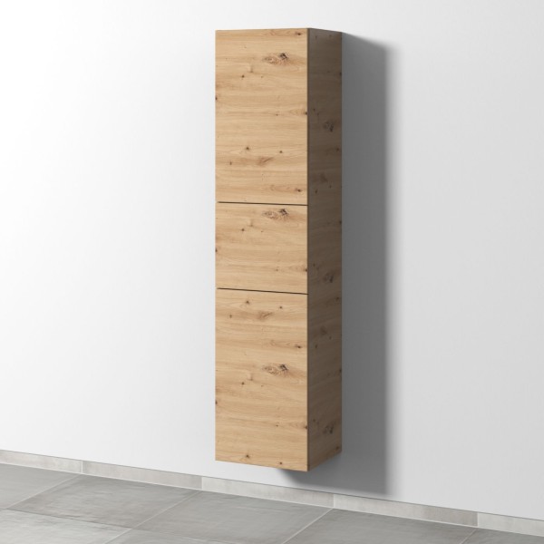 Sanipa 3way Hochschrank mit 2 Türen und 1 Auszug, Eiche Natural-Touch