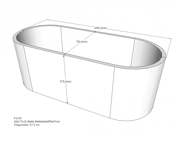 Neuesbad Wannenträger für Bette Starlet Flair 168x73 oval