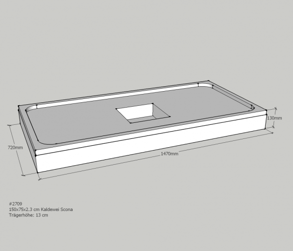 Neuesbad Wannenträger für Kaldewei Scona 750x1500x23