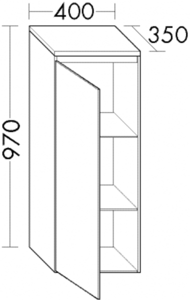 Burgbad Halbhochschrank YSO PG1 Matt 970x400x350 Weiß Matt, UHHE040LF2119