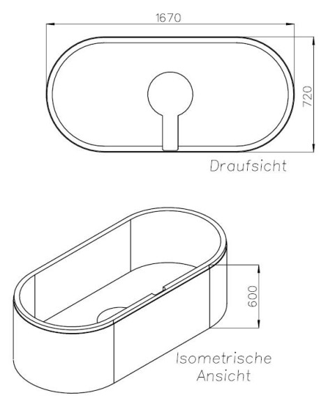 Neuesbad Wannenträger für Kaldewei Centro Duo oval Nr.127 170x75 oval