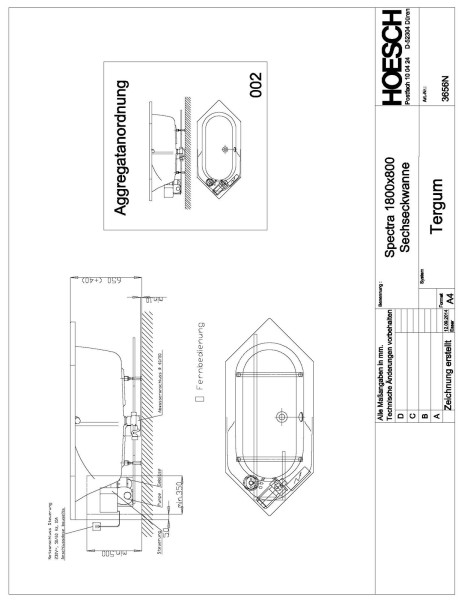 Hoesch Whirlwanne Spectra Sechseck 1800x800