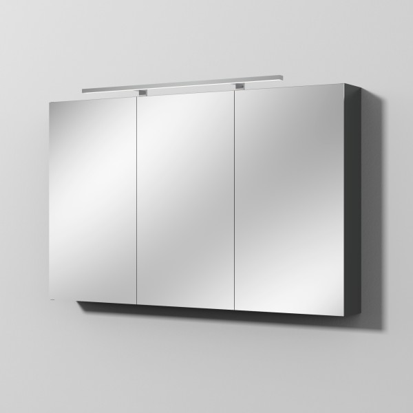 Sanipa Reflection Spiegelschrank MILLA 120 mit LED-Aufsatzleuchte, Anthrazit-Matt, SD14622