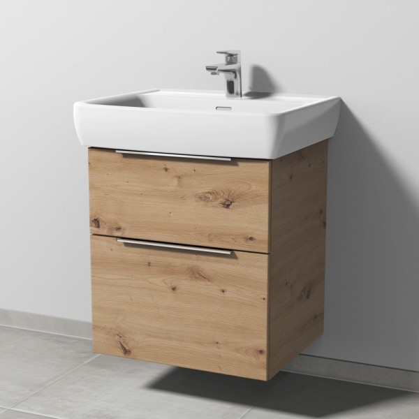 Sanipa 3way Waschtischunterbau zu Laufen Pro A Waschtisch mit 2 Auszügen, Eiche Natural-Touch