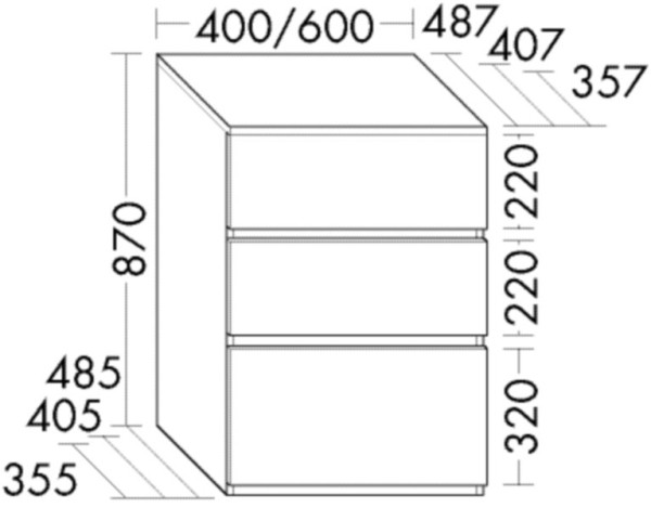 Burgbad Unterschrank Lin20 Melamin 870x400x357 Eiche Dekor Flanelle, USIX040F5356