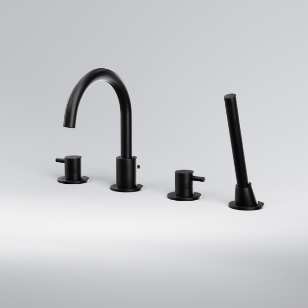 Steinberg Serie 100 4-Loch Wanne/Brause-Standarmatur, schwarz matt, 1002400S