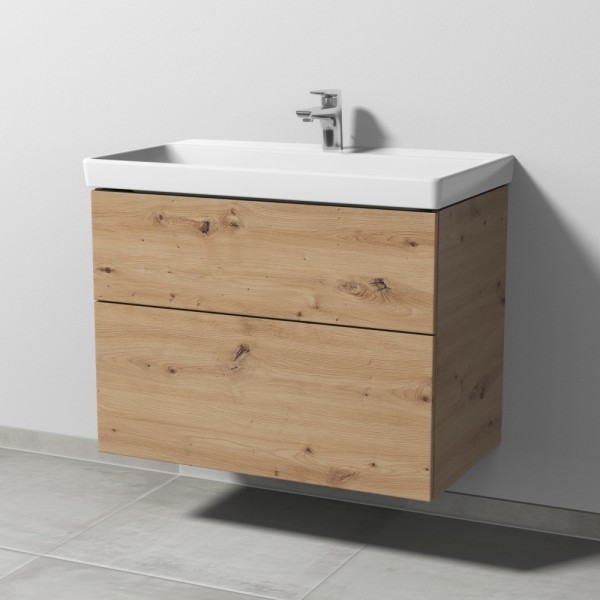 Sanipa 3way Waschtischunterbau zu Villeroy & Boch Avento Waschtisch mit 2 Auszügen, Eiche Natural-To