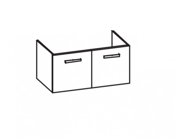 Artiqua 412 Waschtischunterschrank für Softmood T0559, Weiß Hochglanz Select, 412-WU2T-I36-7160-125