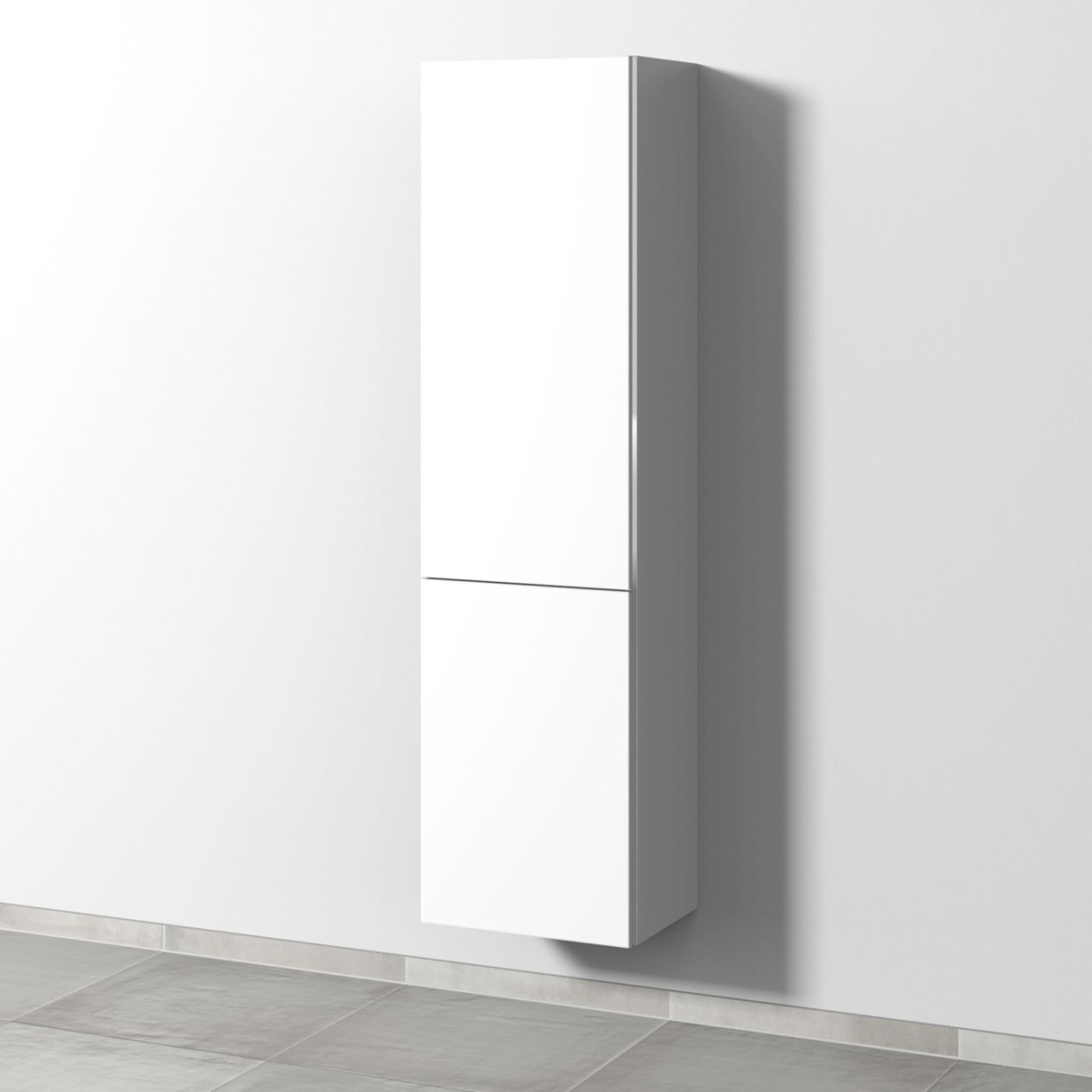 Sanipa 3way Stauraumschrank mit 1 Tür und 1 Wäschekorbklappe, Weiß-Soft BR18443