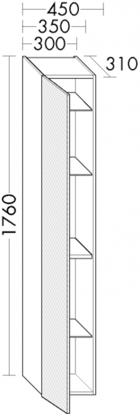 Burgbad Hochschrank Sys30 PG1 Aqua 1760x300x310 Weiß Matt, HSGY030LF1719