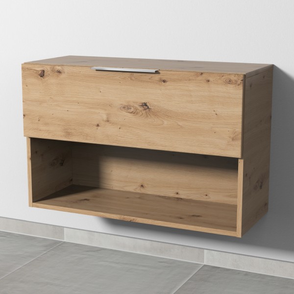 Sanipa 4balance Anbauschrank mit 1 Auszug und 1 offenem Fach, Eiche Natural-Touch, DG11185