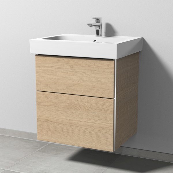 Sanipa 3way Waschtischunterbau zu Geberit iCon Waschtisch mit 2 Auszügen, Eiche-Nordic