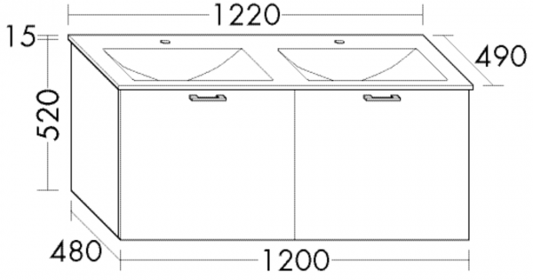 Burgbad Glas Waschtisch-Set Sys30 PG1 Aqua Weiß Matt/Weiß, SFGS122F1719A0070