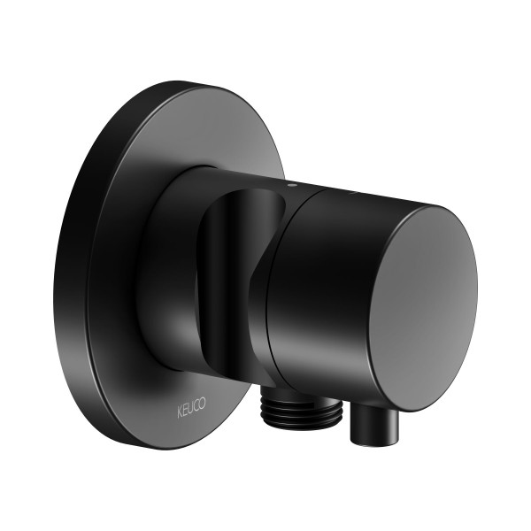 Keuco IXMO Black Selection Absperrventil m. Schlauchanschluss u. Brausehalter, ru., schwarz matt