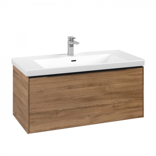 Villeroy & Boch Subway 3.0 Waschbeckenunterschrank, 1 Auszug, 973 x 432 x 462 mm, Kansas Oak / Kansa