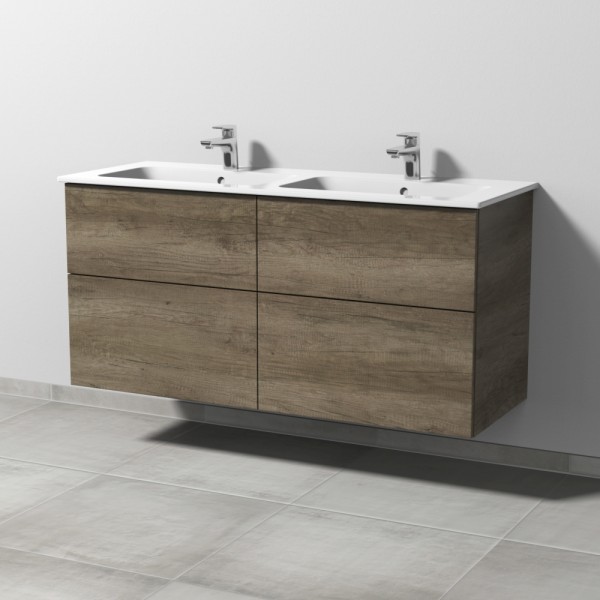 Sanipa 3way Waschtischunterbau zu Duravit ME by Starck Waschtisch mit 4 Auszügen, Eiche-Nebraska