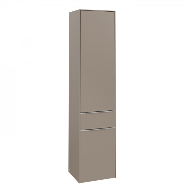 Villeroy & Boch Subway 3.0 Hochschrank, 2 Türen, 1 Auszug, 400 x 1710 x 346,5 mm, Taupe / Taupe