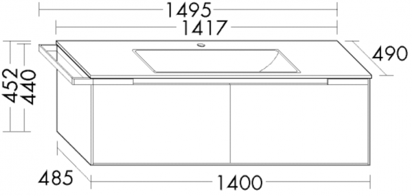 Burgbad Keramik Waschtisch-Set YSO PG2 HGL Eiche Hellgrau/Taupe, SFAF141RF2180C0040