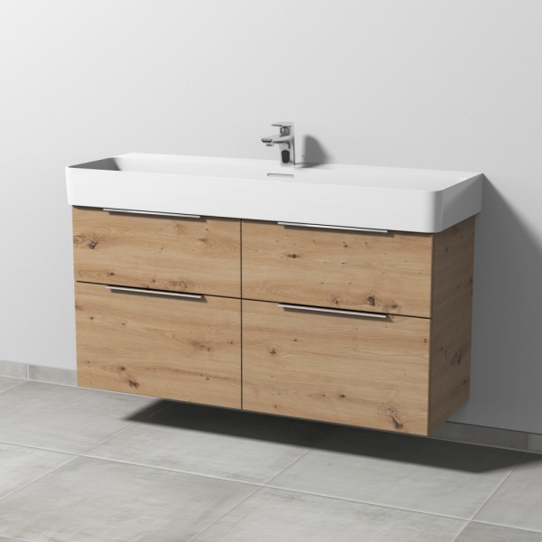 Sanipa 3way Waschtischunterbau zu Laufen VAL Waschtisch mit 4 Auszügen, Eiche Natural-Touch