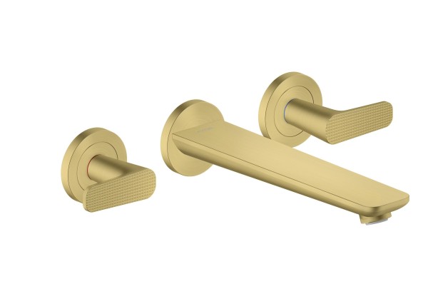 Hansgrohe 3-Loch Fertigset Wannemisch.Wand Unterputz Axor Citterio C Cubic cut brushed brass, 49483