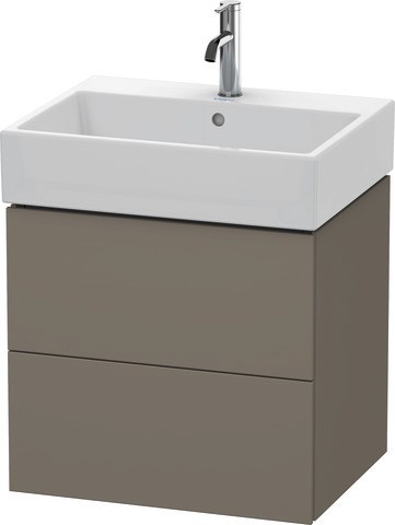 Duravit L-Cube Waschtischunterbau wandhängend Flanell Grau Seidenmatt 584x459x544 mm - LC627509090