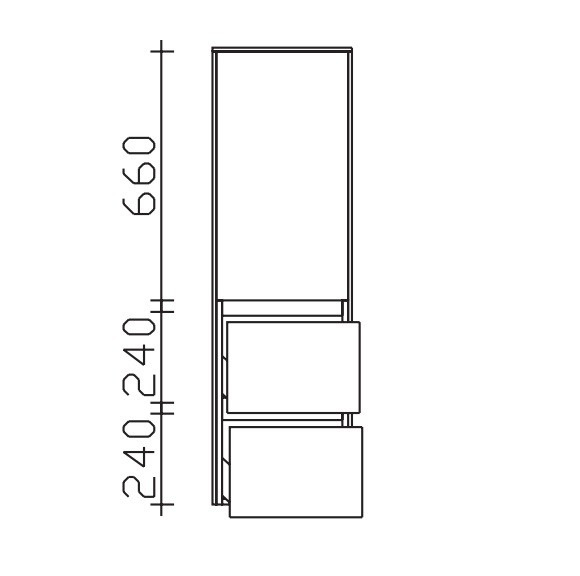 Pelipal Serie 6010 Midischrank 6010-MS02, B:370, H:1210, T:330mm