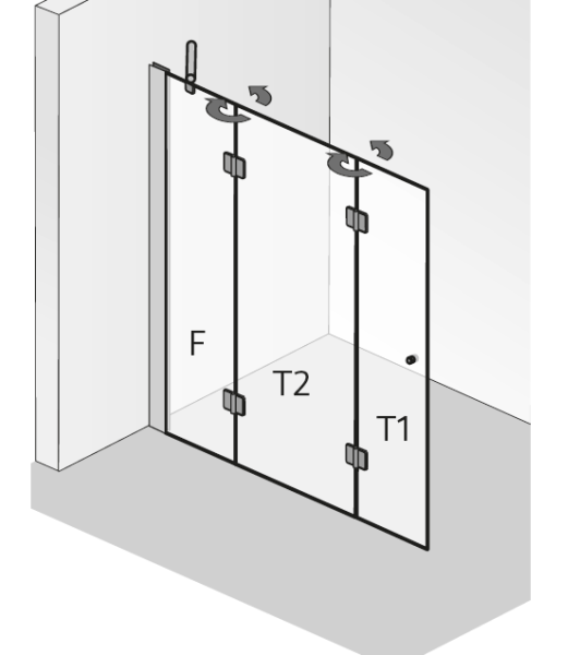 HSK Walk In Aperto Drehfalttür pendelbar, 3-teilig