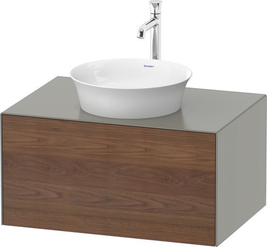 Duravit White Tulip Konsolenwaschtischunterbau wandhängend Amerikanischer Nussbaum & Stein Grau Matt