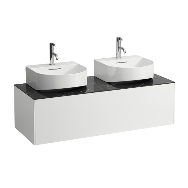 LAUFEN Waschtischunterschrank Sonar 457x1177x341 Aus li, 2 Schubl H816341 we ma? m.