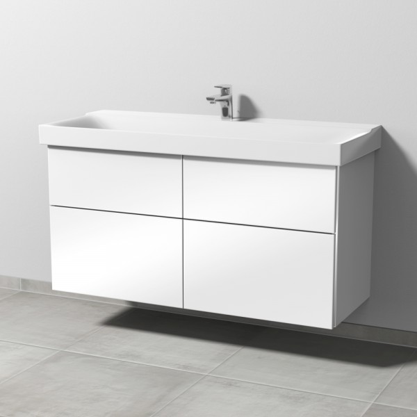 Sanipa 3way Waschtischunterbau zu Geberit Xeno2 Waschtisch mit 4 Auszügen, Weiß-Glanz