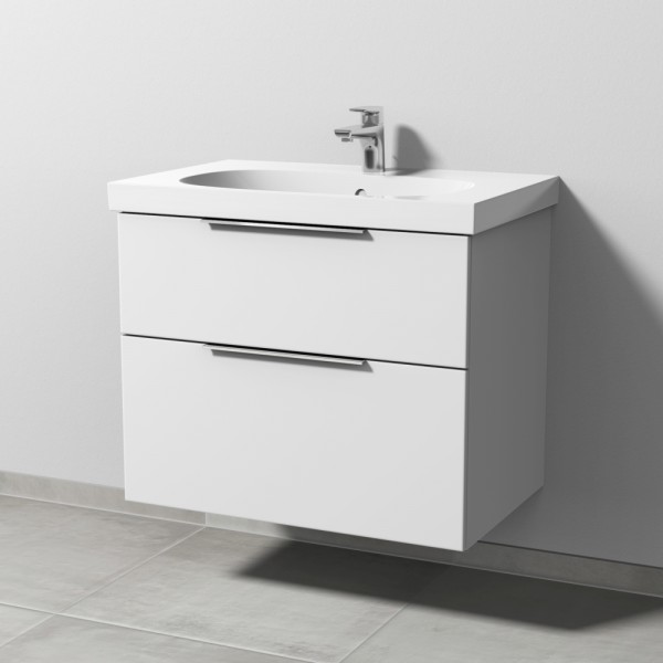 Sanipa 3way Waschtischunterbau zu Geberit Acanto Waschtisch mit 2 Auszügen, Weiß-Soft