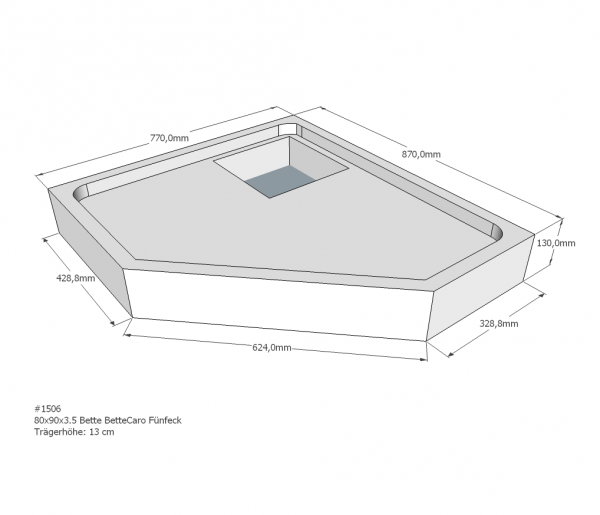 Neuesbad Wannenträger für Bette Caro 80x90x3,5 Fünfeck