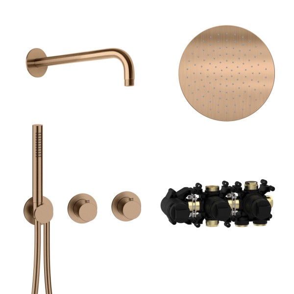Herzbach MODUL7 Thermostat-Set T-RB250 Wandarm Regenbrause Ø25,0cm , 70.702711.1.39