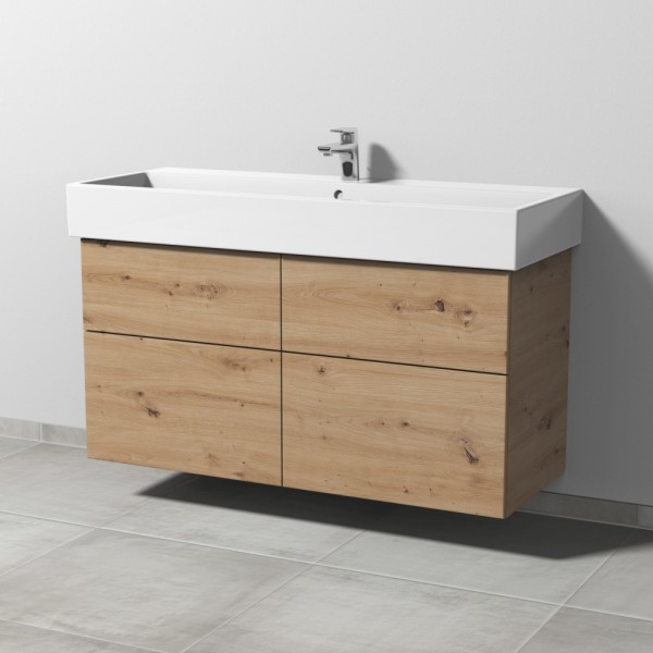 Sanipa 3way Waschtischunterbau zu Duravit Vero Air Waschtisch mit 2 Auszügen, Eiche Natural-Touch