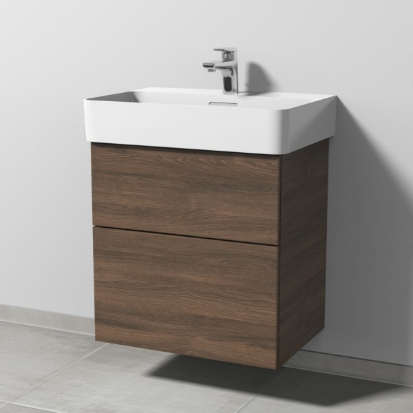 Sanipa 3way Waschtischunterbau zu Laufen VAL Waschtisch mit 2 Auszügen, Eiche-Arizona