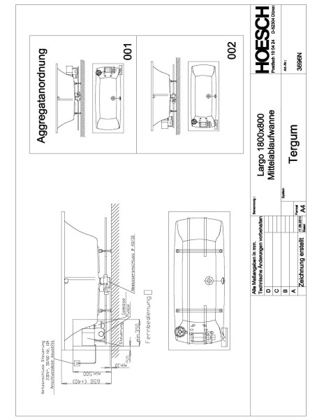Hoesch Whirlwanne Largo Rechteck 1800x800 mit System Tergum Whirl