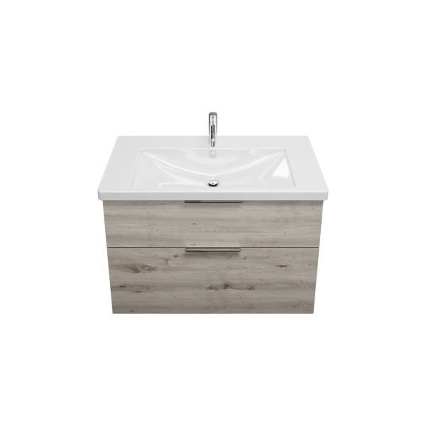 Burgbad Keramik Waschtisch-Set Eqio Eiche Dekor Silber/Alpinweiss, SEYQ093F6015C0001