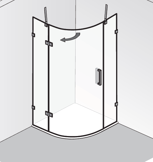 HSK Atelier Plan Pur AP.240 Runddusche 3-teilig, 1 Drehtür