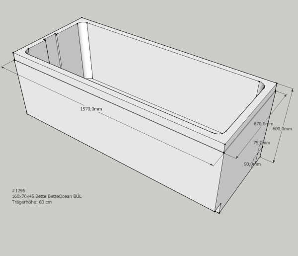 Neuesbad Wannenträger für Bette Ocean 160x70 Ül.hi.