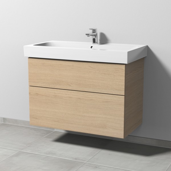 Sanipa 3way Waschtischunterbau zu Geberit iCon Waschtisch mit 2 Auszügen, Eiche-Nordic