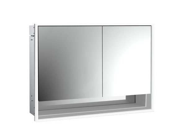 emco LED-Lichtspiegelschrank Loft mit Unterfach Unterputz, 1000 mm, 2-türig, breite Tür links Rückwa