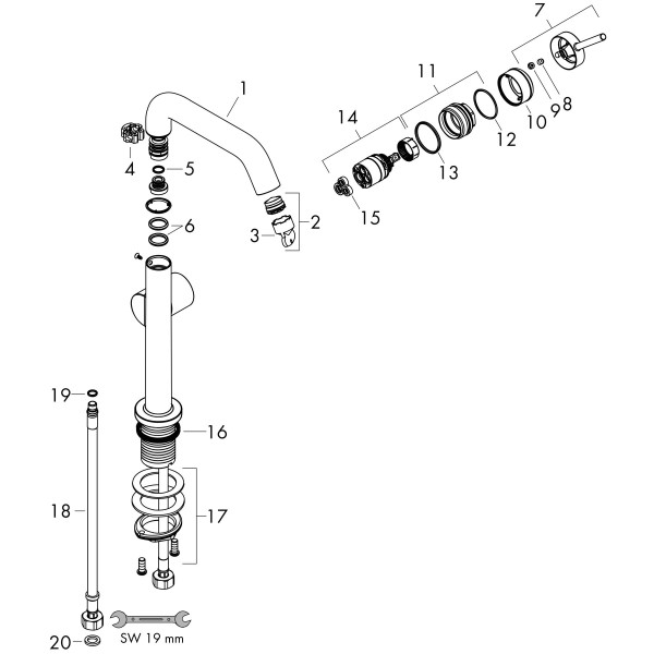 Hansgrohe Waschtischarmatur 210 Tecturis S Fine CoolStart
