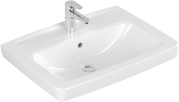 Villeroy & Boch Waschbecken Newo 650x470mm Eckig, 1 Hahnloch mit Überlauf Weiss Alpin
