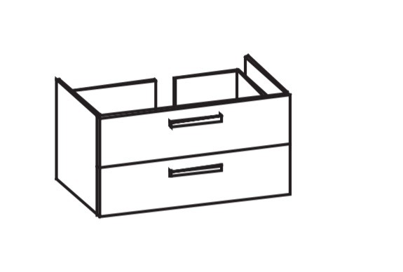 Artiqua 411 Waschtischunterschrank für Vero 045410 mit 1 Armaturbohrung Oxid Dunkelgrau quer, 411-WU