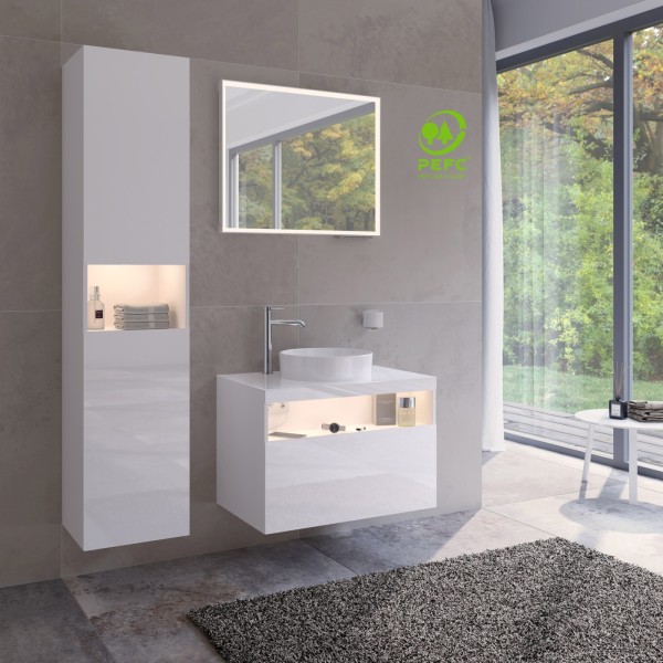 Keuco Stageline Hochschrank 40,0 x 180,0 x 36,0 cm, 2-türig, Anschlag rechts, mit Fachbeleuchtung, 3